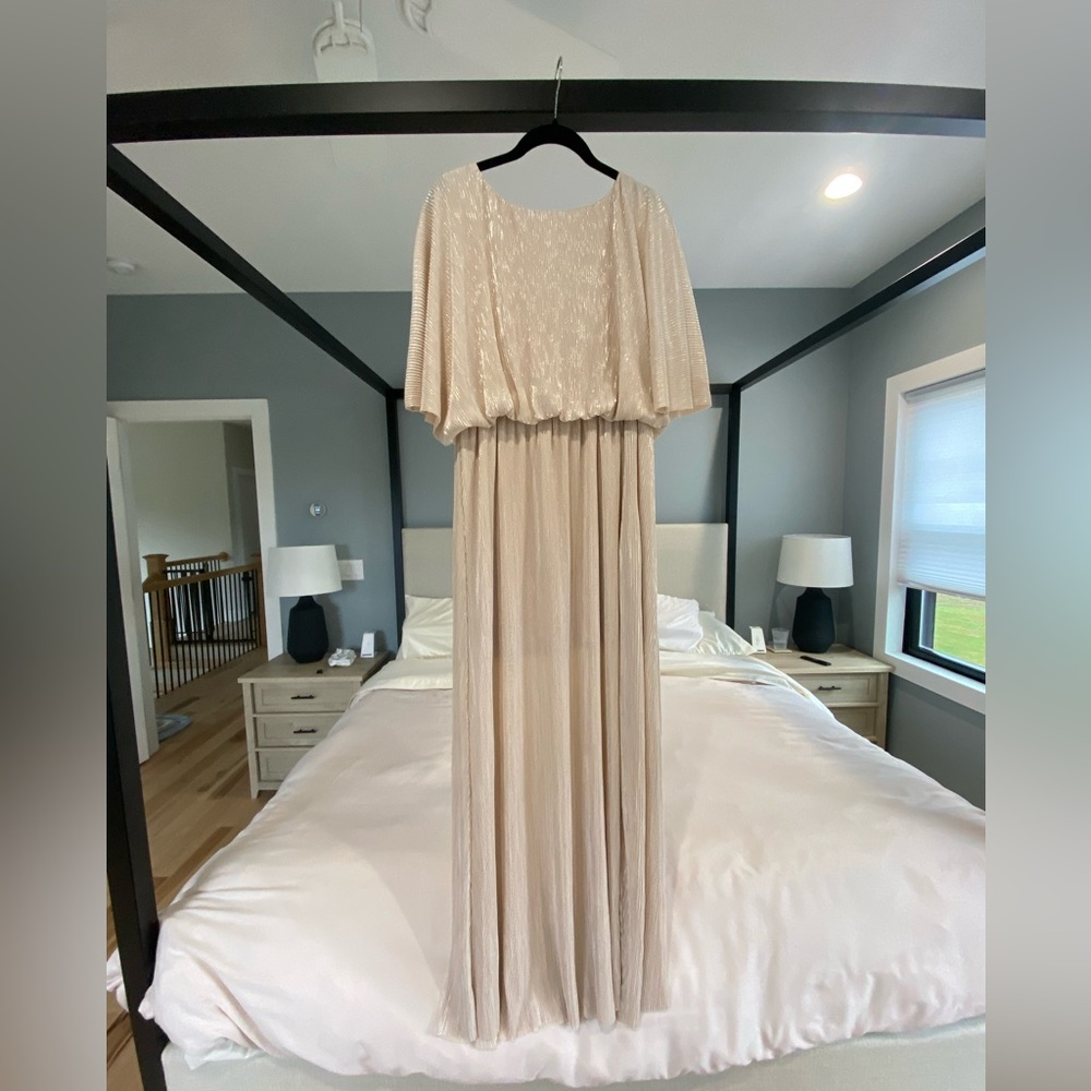 Night Of Elegance Champagne Maxi Dress - Red Dress Boutique - Champagne Dress